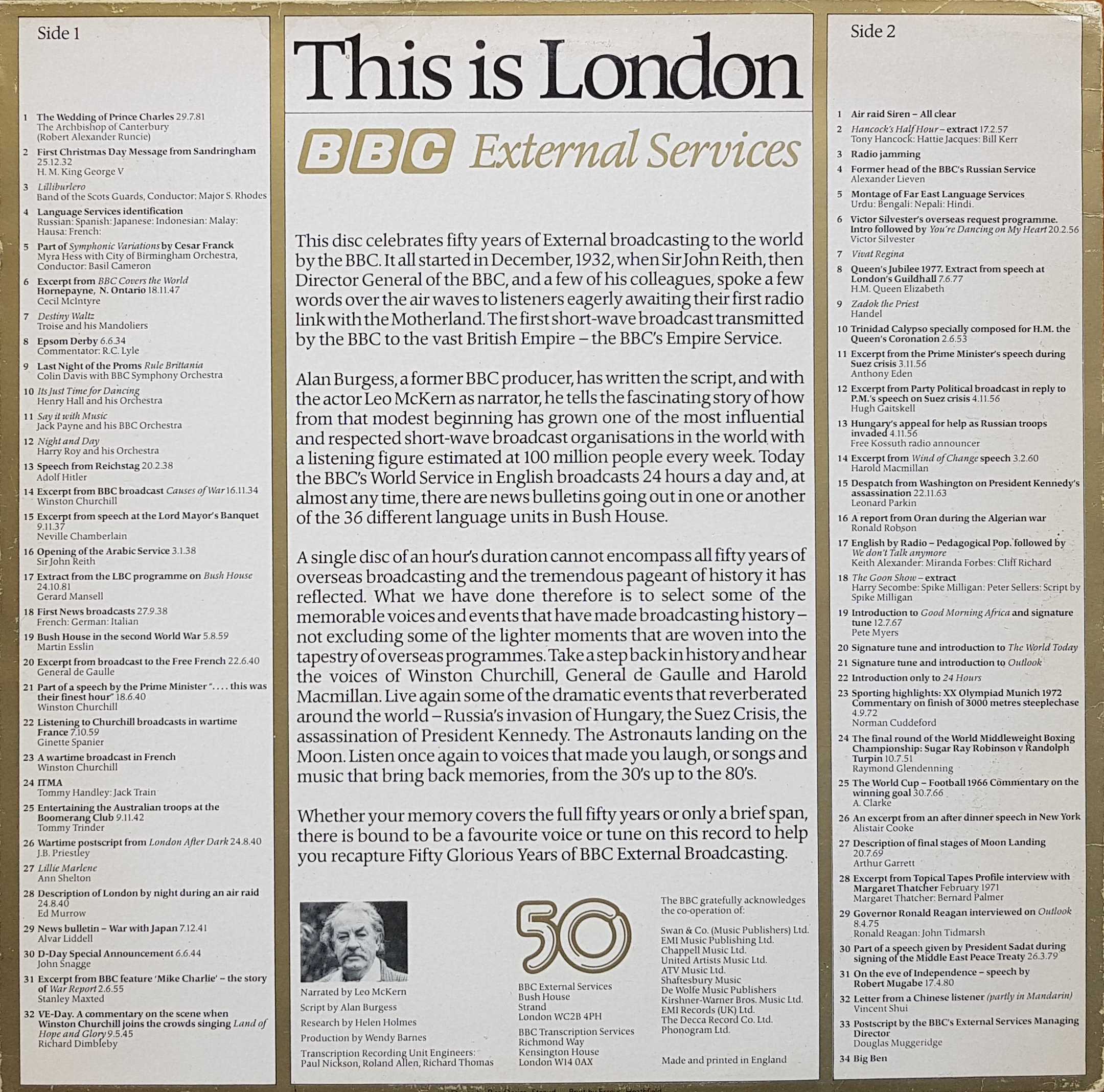 Picture of 151457 - 2 This is London - 50 years of the BBC by artist Leo McKern from the BBC records and Tapes library